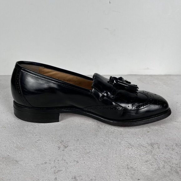 Johnston & Murphy Optima Leather Wingtip Black Tassel Dress Shoes 7.5 D/B